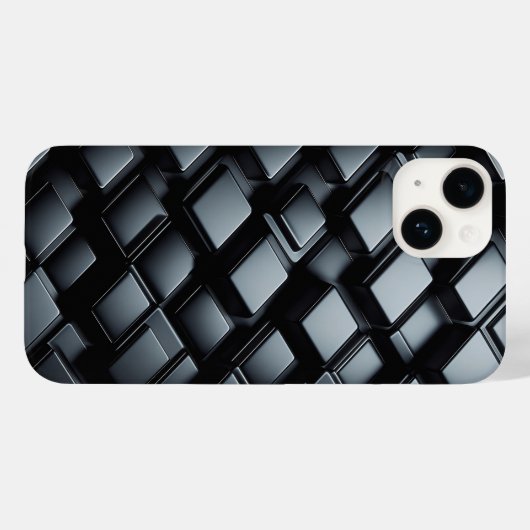 3D Luxury Black Metallic Phone Case - Sleek Dark Case-Mate iPhoneケース (裏面 (横))