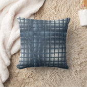 3D Metallic Blue-Gray Tile Pattern with Highlights クッション (ブランケット)