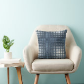 3D Metallic Blue-Gray Tile Pattern with Highlights クッション (椅子)