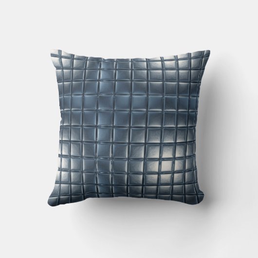 3D Metallic Blue-Gray Tile Pattern with Highlights クッション (裏面)