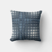 3D Metallic Blue-Gray Tile Pattern with Highlights クッション (正面)