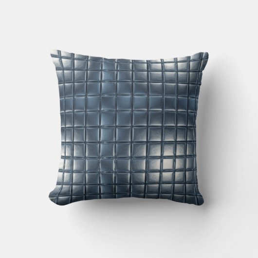 3D Metallic Blue-Gray Tile Pattern with Highlights クッション (正面)