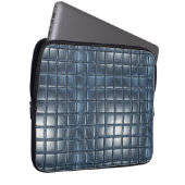 3D Metallic Blue-Gray Tile Pattern with Highlights ラップトップスリーブ (正面右)