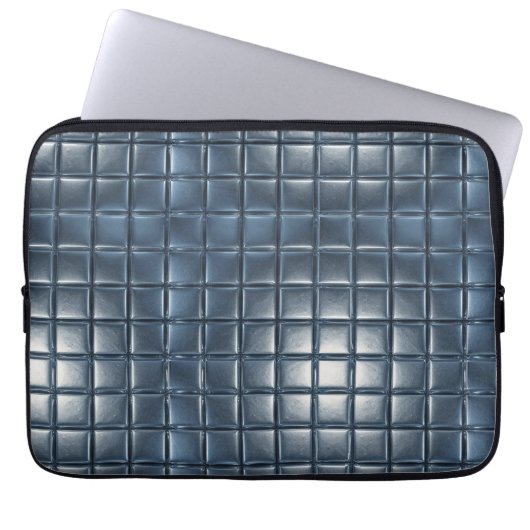 3D Metallic Blue-Gray Tile Pattern with Highlights ラップトップスリーブ (正面)