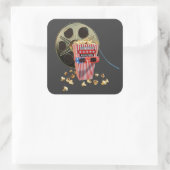 3D Movie Reel and Buttered Popcorn スクエアシール (バッグ)
