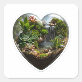3D Nature Terrarium Heart Waterfall Sticker スクエアシール