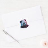 3D Neon Panda with Headphones Gaming Sticker Art スクエアシール (封筒)