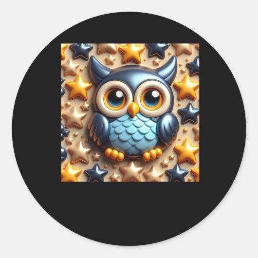 3D Owlステッカー ラウンドシール (正面)