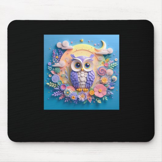 3d Owl #2ステッカー マウスパッド (正面)