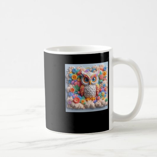3d Owl #4ステッカー コーヒーマグカップ (右)