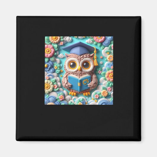3d Owl #5ステッカー マグネット (正面)