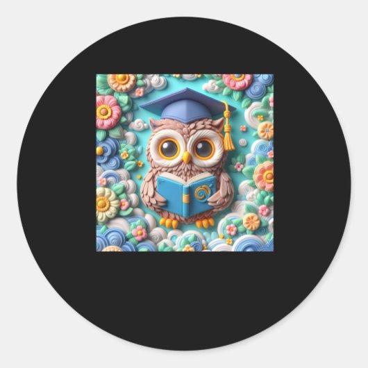 3d Owl #5ステッカー ラウンドシール (正面)
