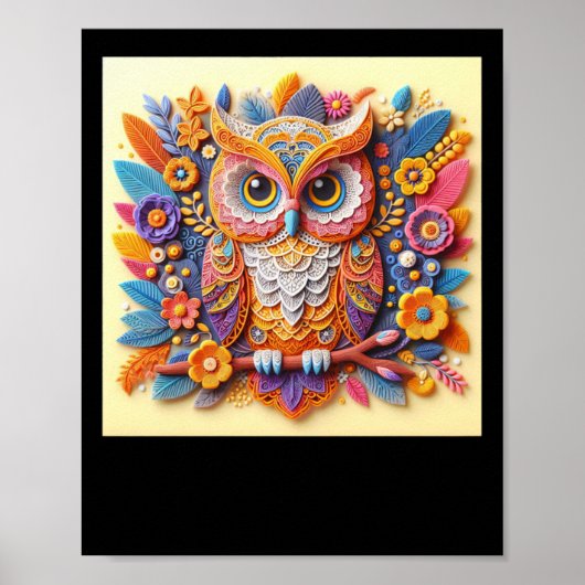 3d Owl #8ステッカー ポスター (正面)