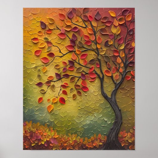 3D Painting Autumn Tree Poster ポスター (正面)