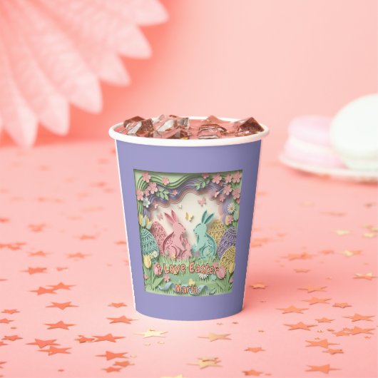 3D Paper Cut Bunny & Easter Eggs Party 紙コップ (インサイチュ)