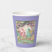 3D Paper Cut Bunny & Easter Eggs Party 紙コップ (正面)