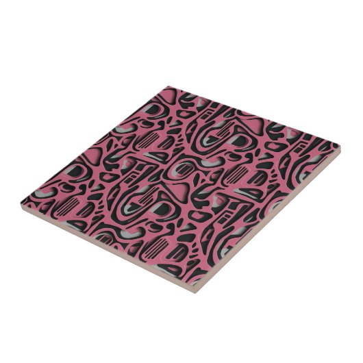 3D Paper Cut Luxury Pink Silver Black Art タイル (側面)