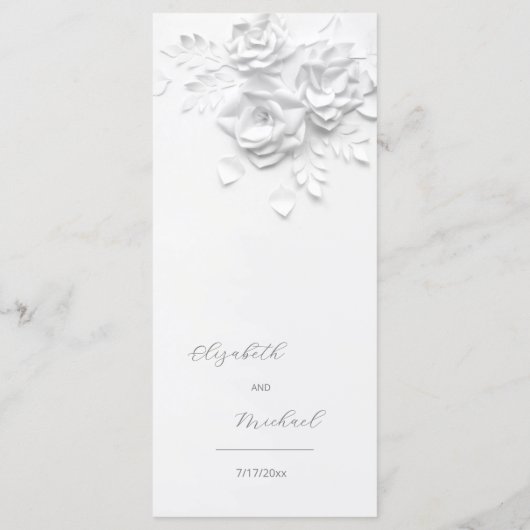 3D Paper Cut White Roses メニュー (裏面)