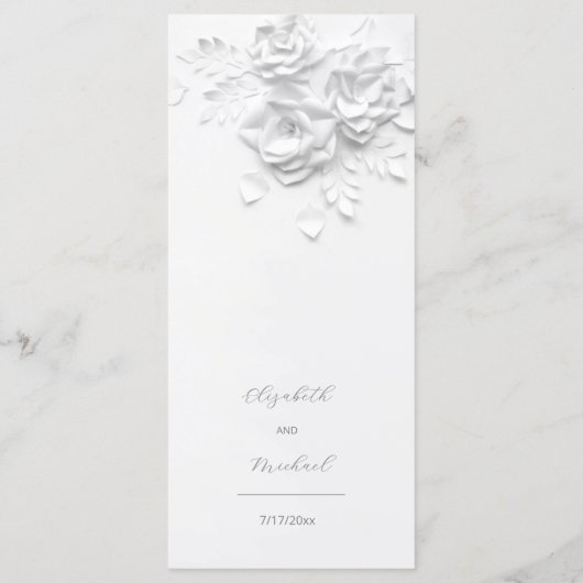 3D Paper Cut White Roses Menu メニュー (裏面)