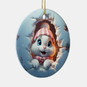 3D Personalized Christmas Bunny セラミックオーナメント (右)