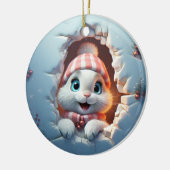 3D Personalized Christmas Bunny セラミックオーナメント (左)