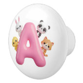 3D Pink Balloon Letter A Ceramic Drawer Knob セラミックノブ (右)