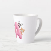 3D Pink Balloon Letter A Ceramic Latte Mug カフェラテマグ (右アングル)