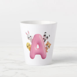 3D Pink Balloon Letter A Ceramic Latte Mug カフェラテマグ