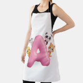 3D Pink Balloon Letter A Forest Animals Apron エプロン (インサイチュ)