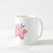 3D Pink Balloon Letter A Forest Animals Mug コーヒーマグカップ (正面右)