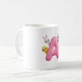 3D Pink Balloon Letter A Forest Animals Mug コーヒーマグカップ (正面左)