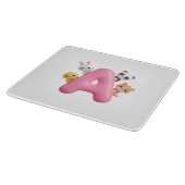 3D Pink Balloon Letter A Glass Cutting Board カッティングボード (角)