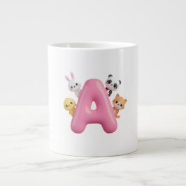 3D Pink Balloon Letter A Jumbo Mug ジャンボコーヒーマグカップ
