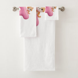 3D Pink Balloon Letter A Personalized Towel バスタオルセット