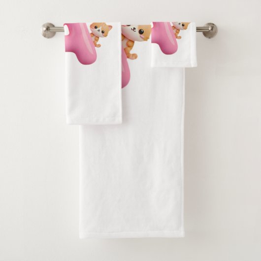 3D Pink Balloon Letter A Personalized Towel バスタオルセット (インサイチュ)