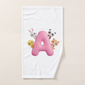 3D Pink Balloon Letter A Personalized Towel バスタオルセット (ハンドタオル)