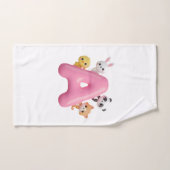 3D Pink Balloon Letter A Personalized Towel バスタオルセット (ハンドタオル)