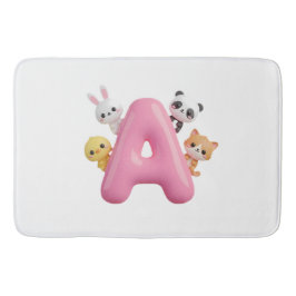 3D Pink Balloon Letter A Plush Bath Mat バスマット