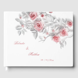 3D Pink Gray Roses | Wedding ゲストブック