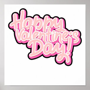 3d pink happy valentines day typography 2022 ポスター