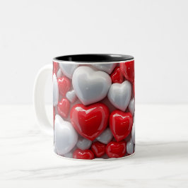 3D Pink heart ツートーンマグカップ