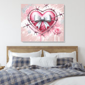 3D Pink Heart Canvas キャンバスプリント (インサイチュ (寝室))