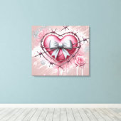 3D Pink Heart Canvas キャンバスプリント (インサイチュ (ウッドフロア))