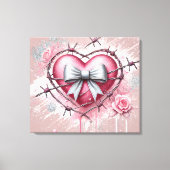 3D Pink Heart Canvas キャンバスプリント (正面)