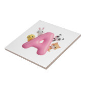 3D Pink Letter A Nursery Ceramic Tile タイル (側面)