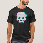 3D Pixel Skull Glitch Art Gamer Gift Tシャツ (正面)