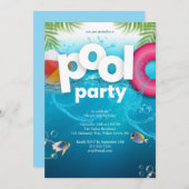 3D Pool Party Birthday Invitation 招待状 (正面/裏面)
