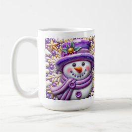 3D Purple Christmas Snowman コーヒーマグカップ