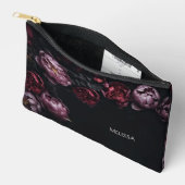 3D Purple Red Peonies Black Background アクセサリーポーチ (見開き)