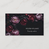 3D Purple Red Peonies Black Background 名刺 (正面)